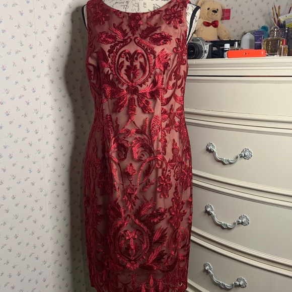 Calvin Klein Sleeveless Lace Illusion Dress - Picture 7 of 10